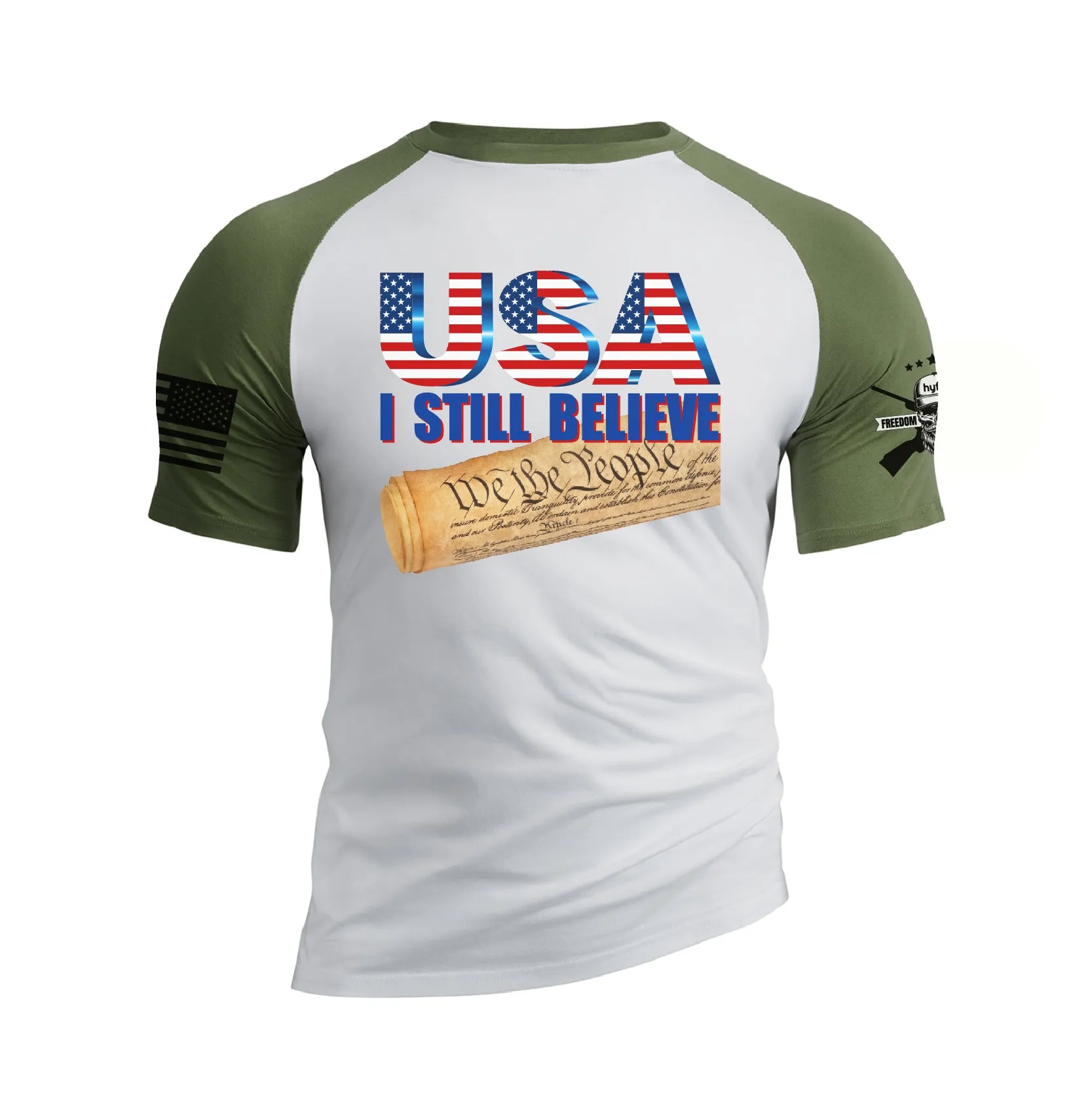 USA I STILL BELIEVE RAGLAN GRAPHIC TEE