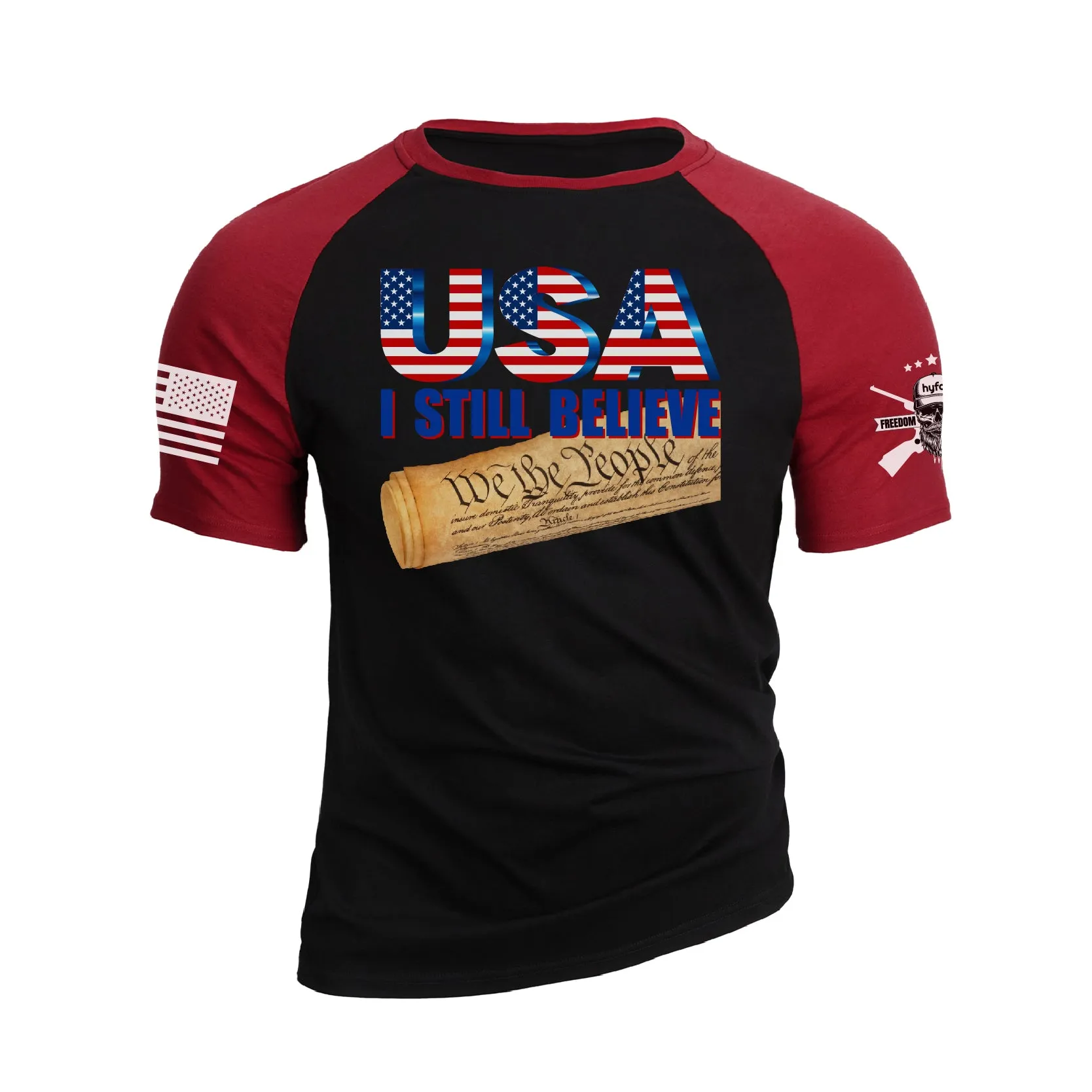 USA I STILL BELIEVE RAGLAN GRAPHIC TEE
