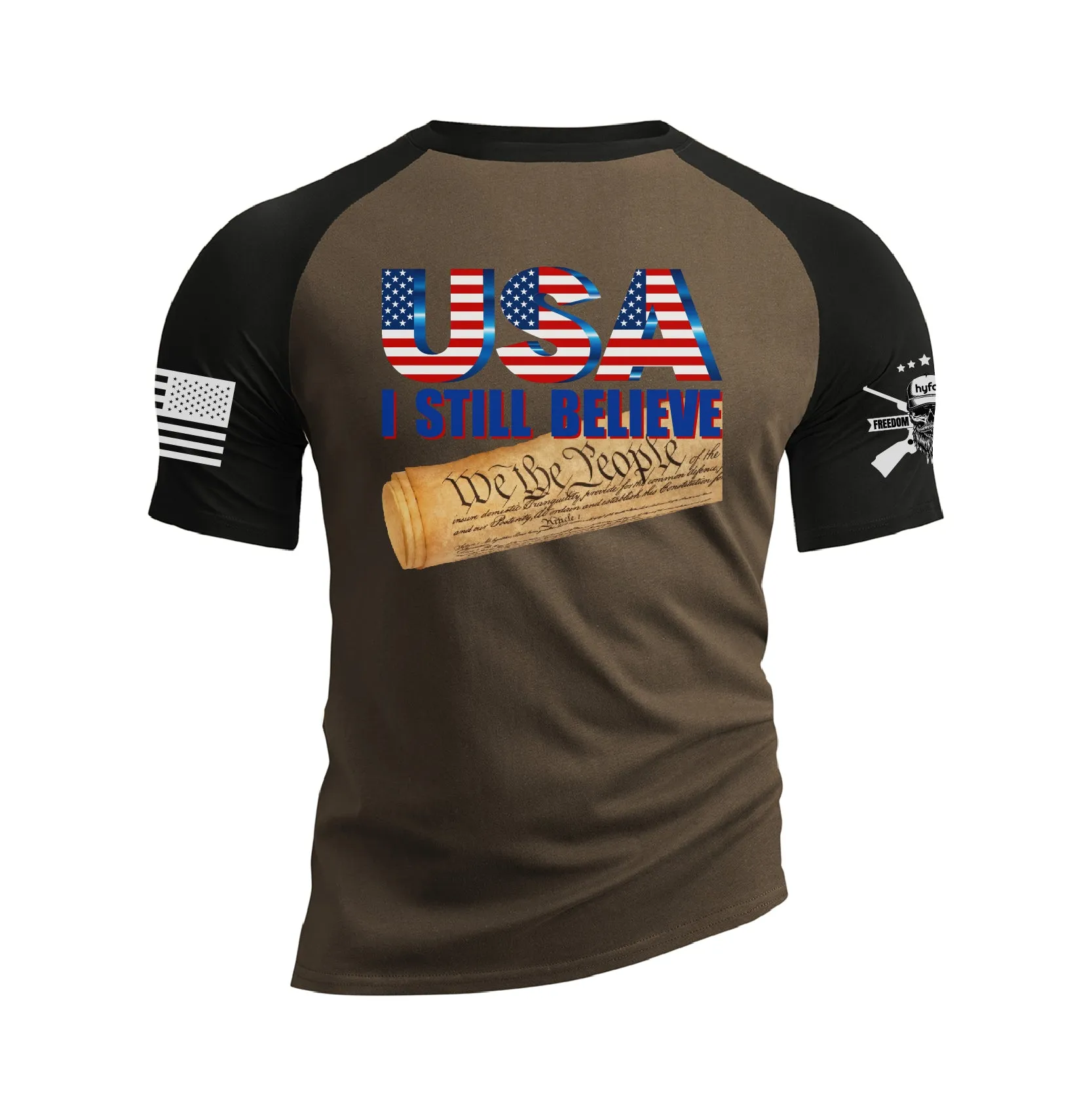 USA I STILL BELIEVE RAGLAN GRAPHIC TEE