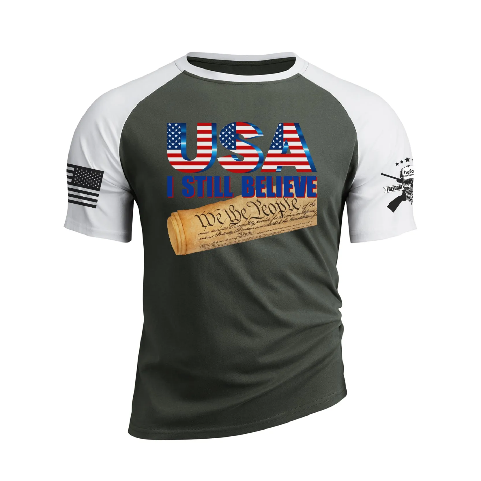 USA I STILL BELIEVE RAGLAN GRAPHIC TEE