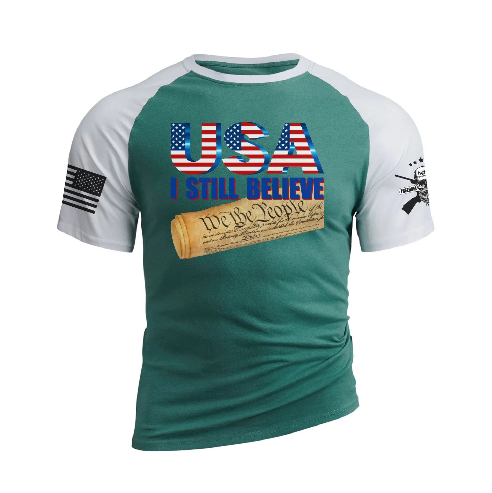 USA I STILL BELIEVE RAGLAN GRAPHIC TEE