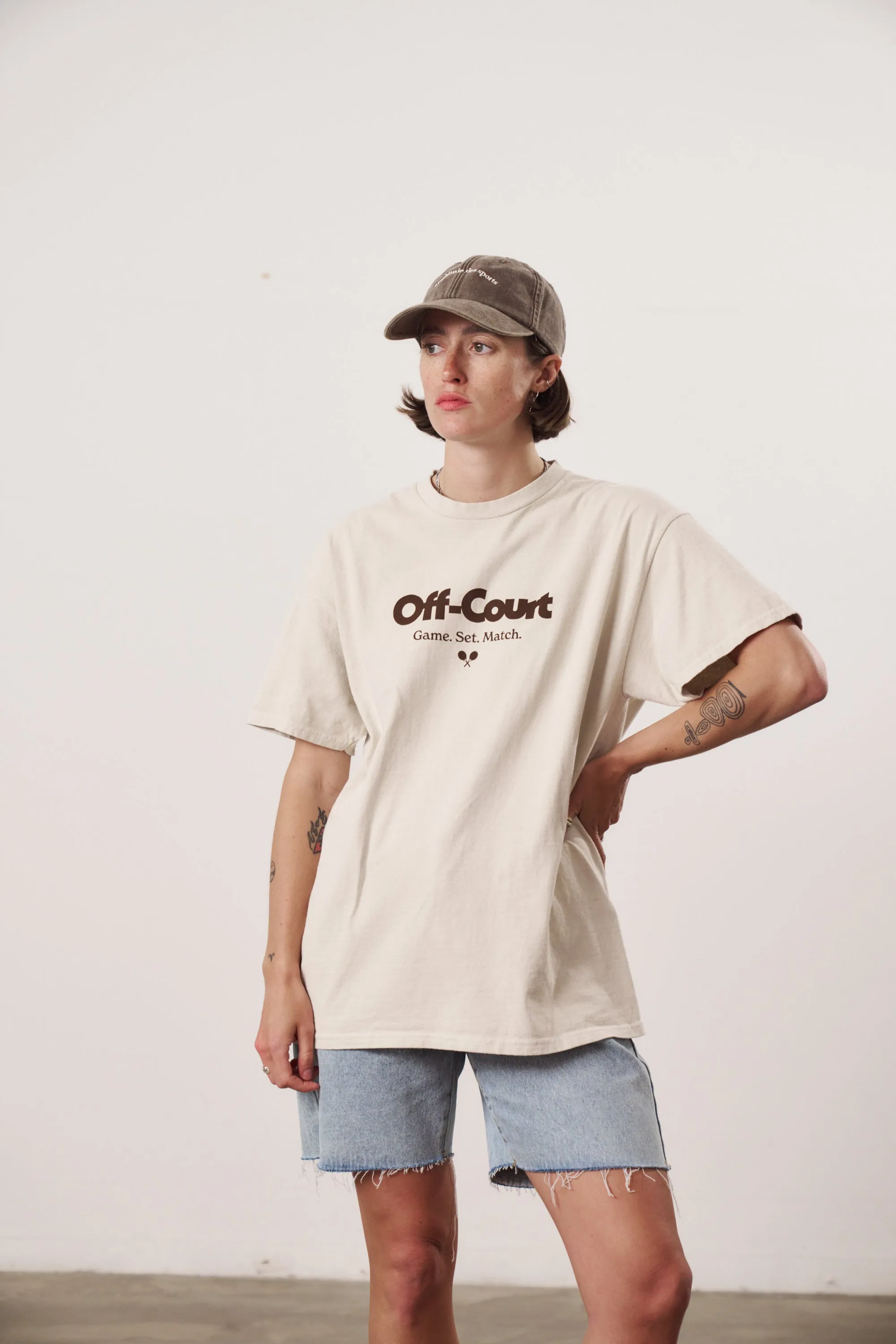 Vice 84 'Off-Court GSM' Vintage Washed Tee Twinpack - Brown/Cream
