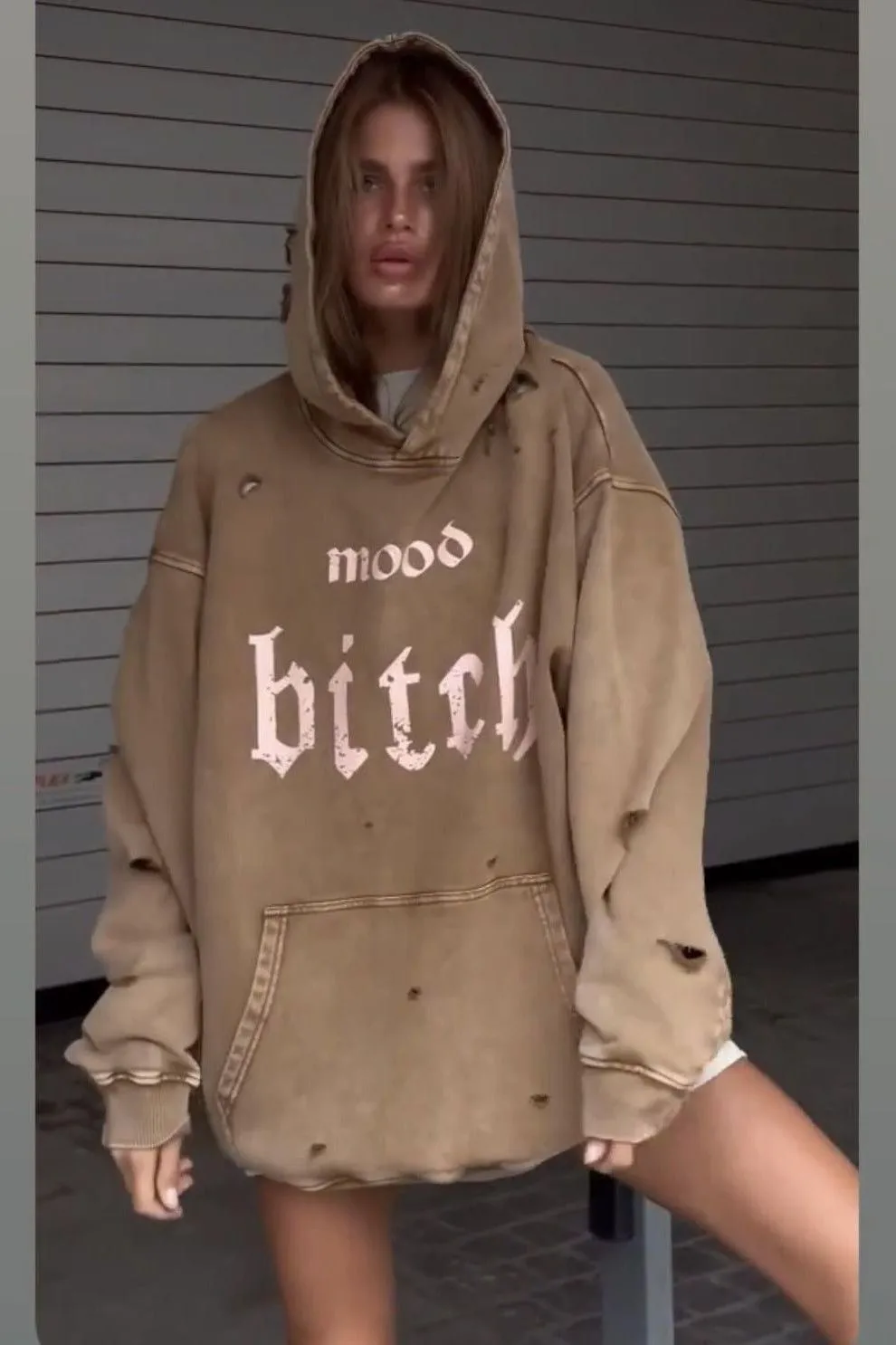 Washed printed hoodie