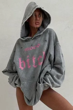 Washed printed hoodie