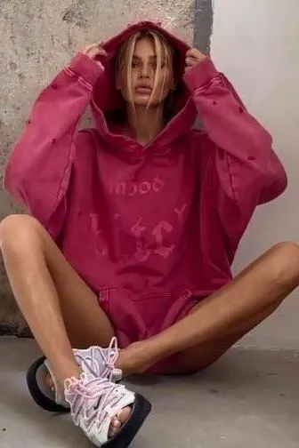 Washed printed hoodie