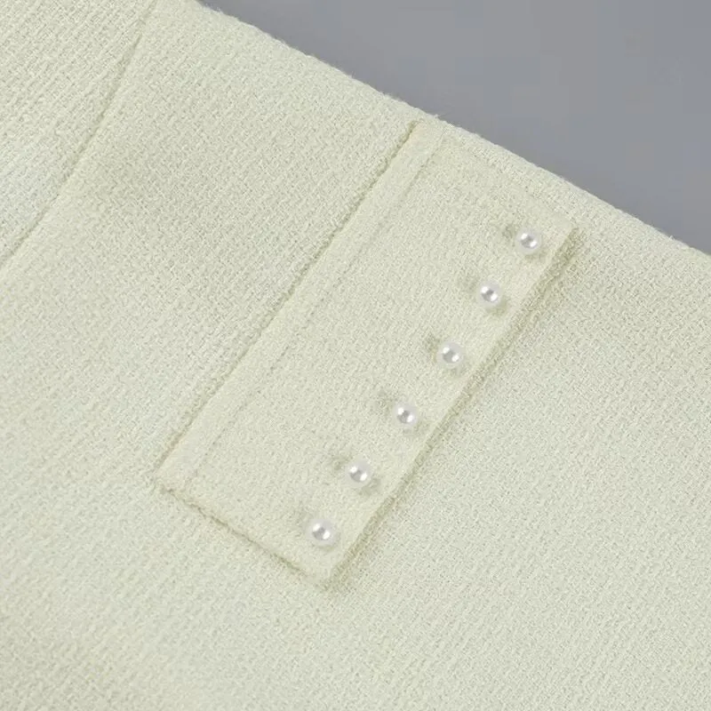White Dress With Pearl Embellishment
