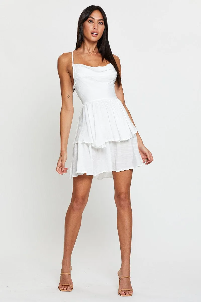 White Playsuit Cowl Neck