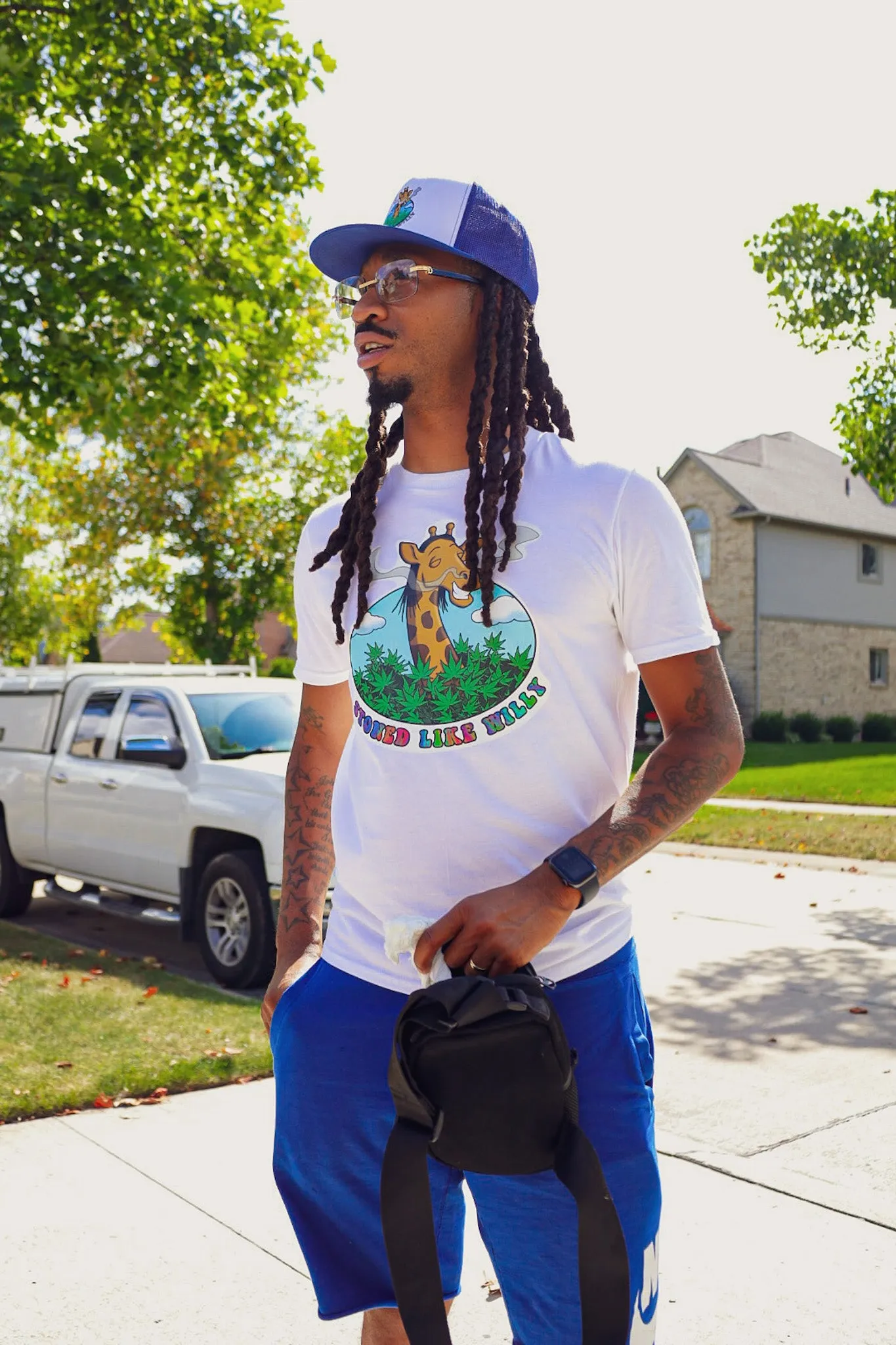 WHITE STONED GIRAFFE SHORT SLEEVE