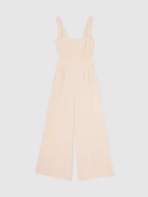 Wide-Leg Cut-Out Jumpsuit in Pale Pink