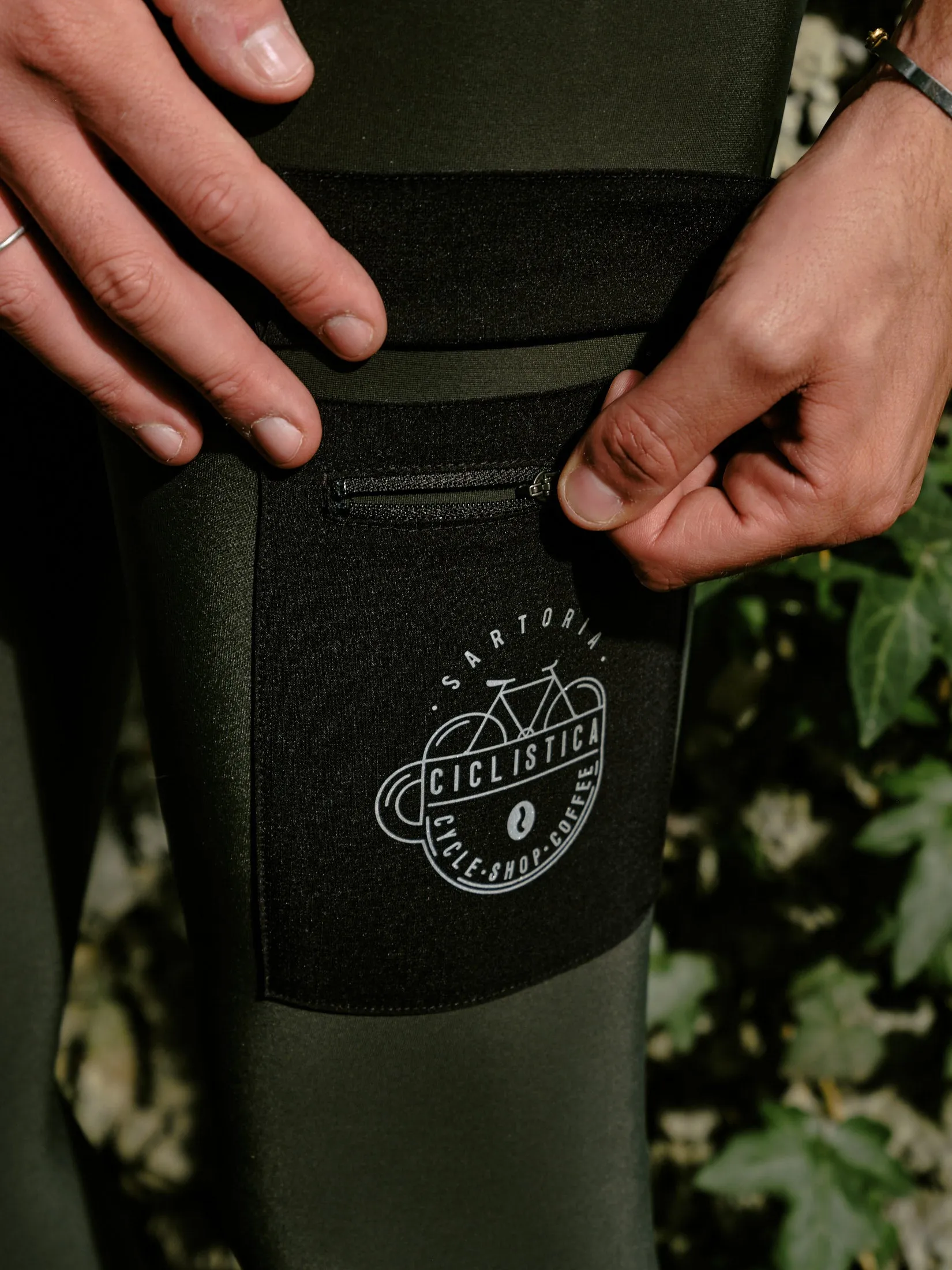 Winter road/gravel bib tights with pockets - Army green