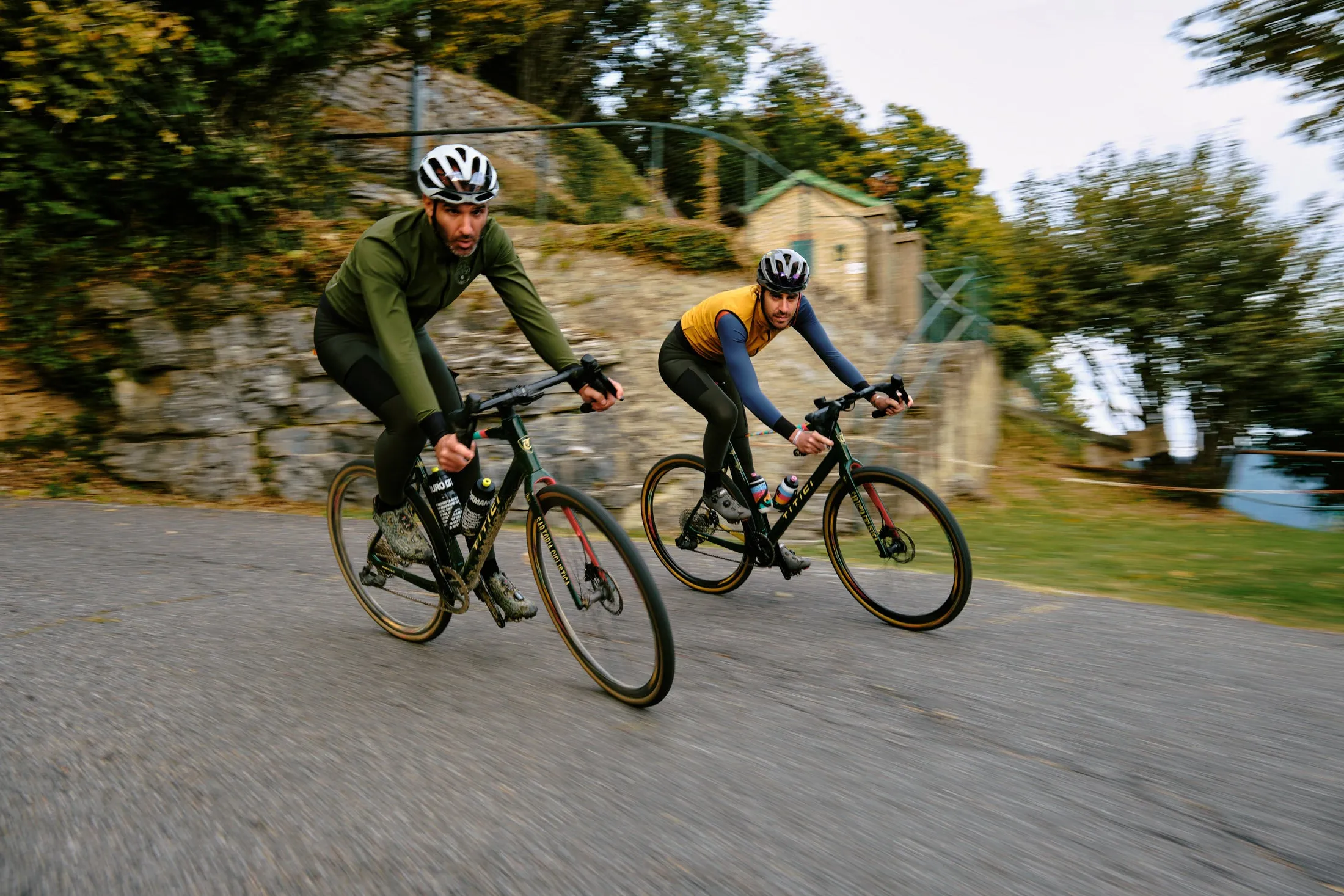 Winter road/gravel bib tights with pockets - Army green