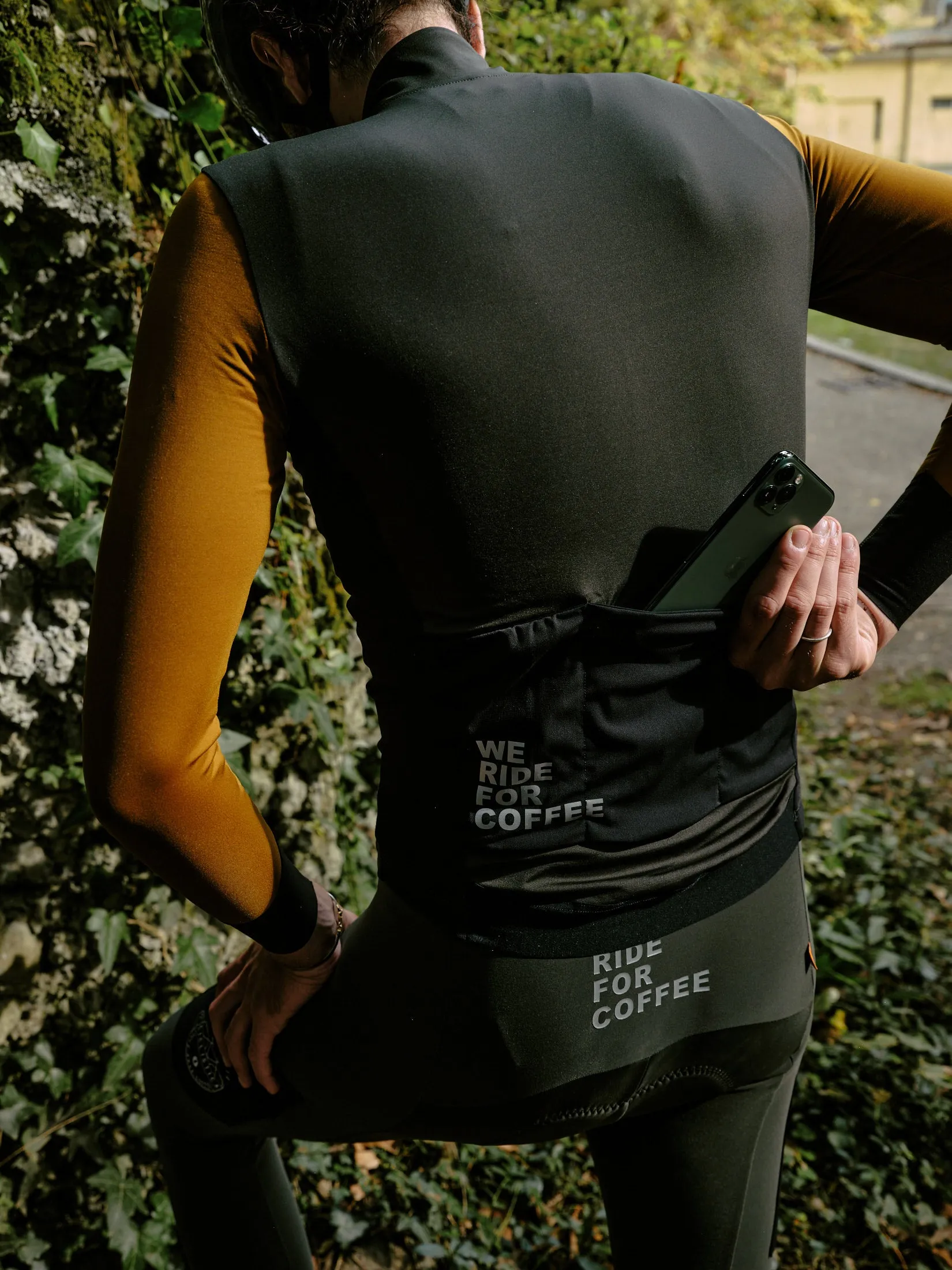 Winter road/gravel bib tights with pockets - Army green