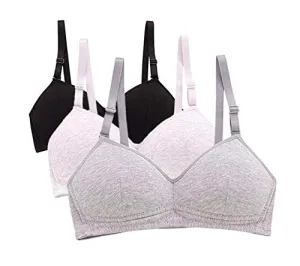 Women and Teen Girls Thin Cotton Sports Bra for Running (3 Pack)
