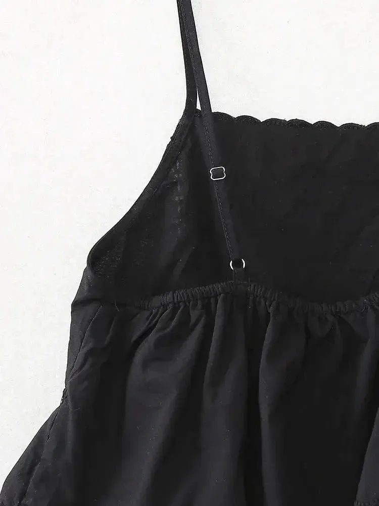 Women’s Embroidered Vacation Top | Straight Neckline with Adjustable Thin Straps | Versatile Summer Style