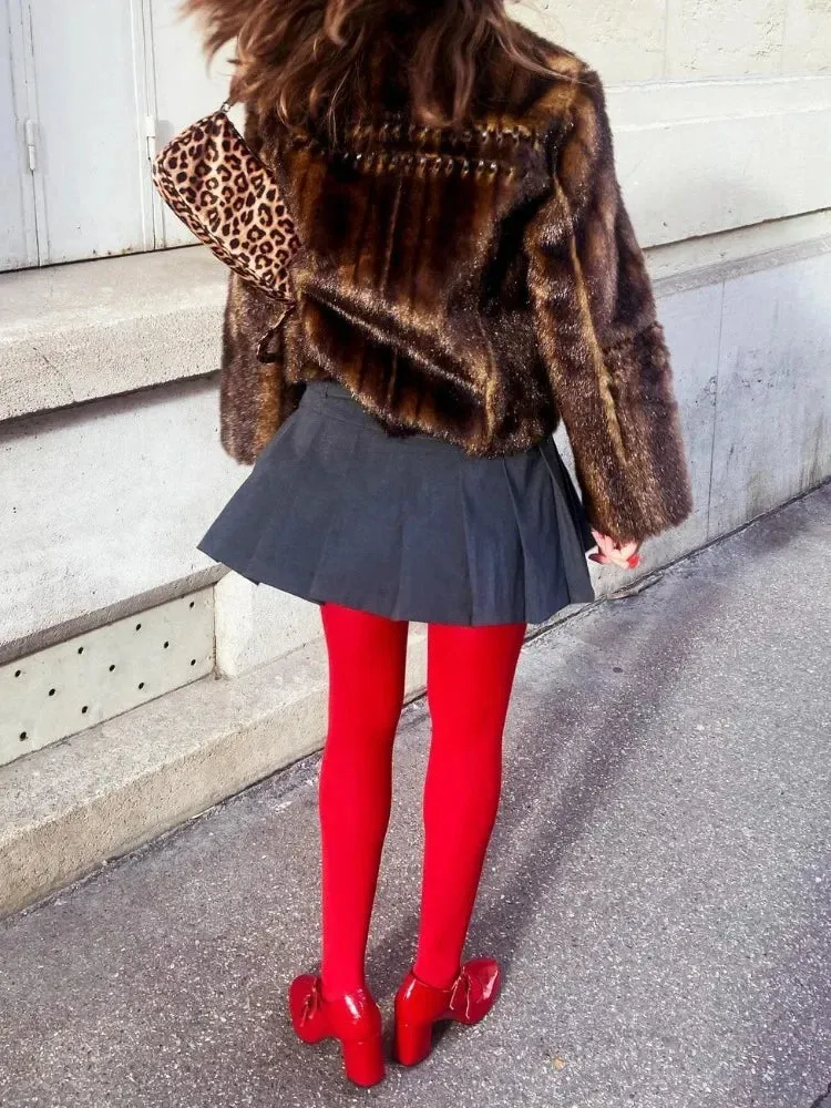 Women's Stockings Slim See-Through Lingerie Tights Lace Leggings Women's Pantyhose Red Body Sexy Stockings