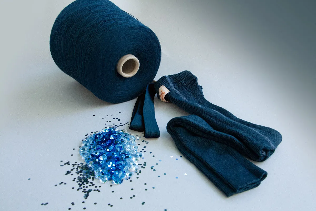Wooly Footless Tights - Blue Sapphire