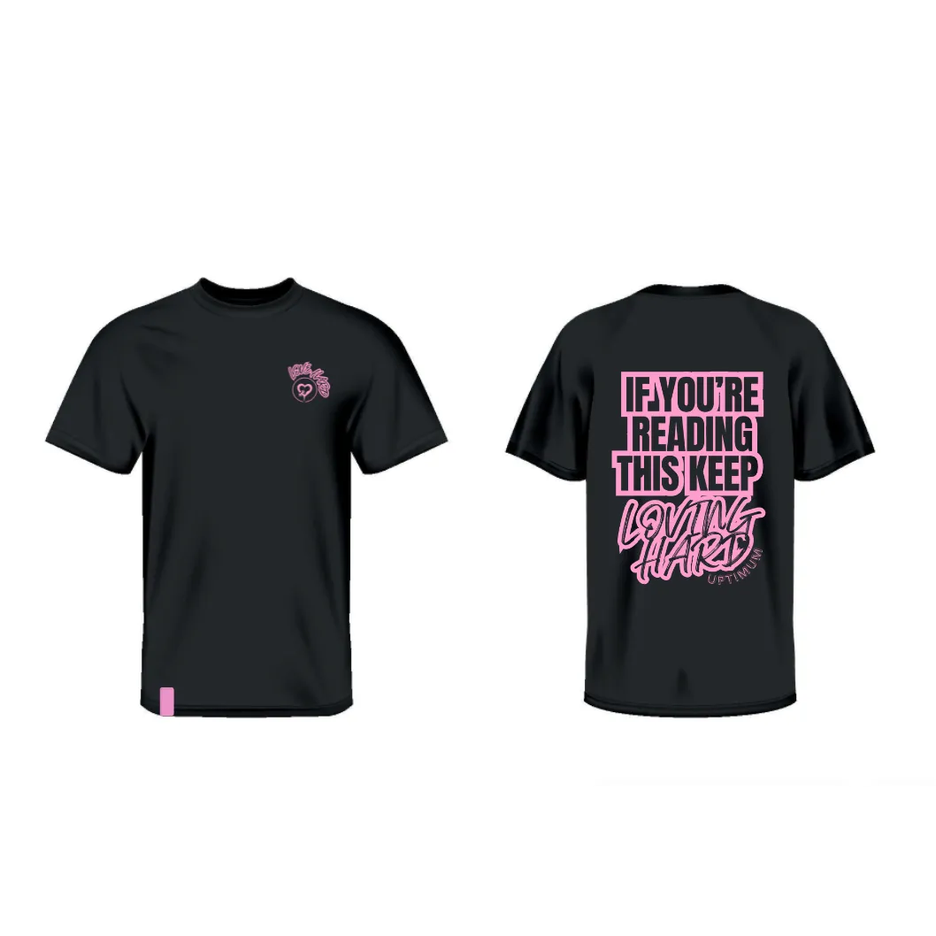 Worldwide Shipping LOVE HARD - T-Shirt Black/Pink