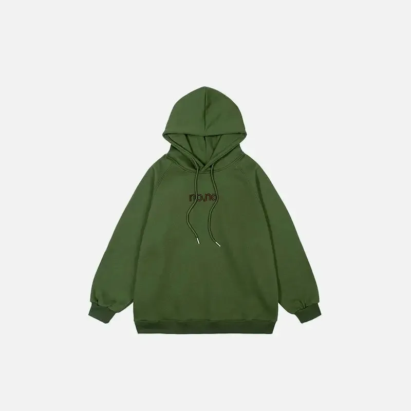 Y2K Letter Embroidered Plain Hoodie for Comfort and Style