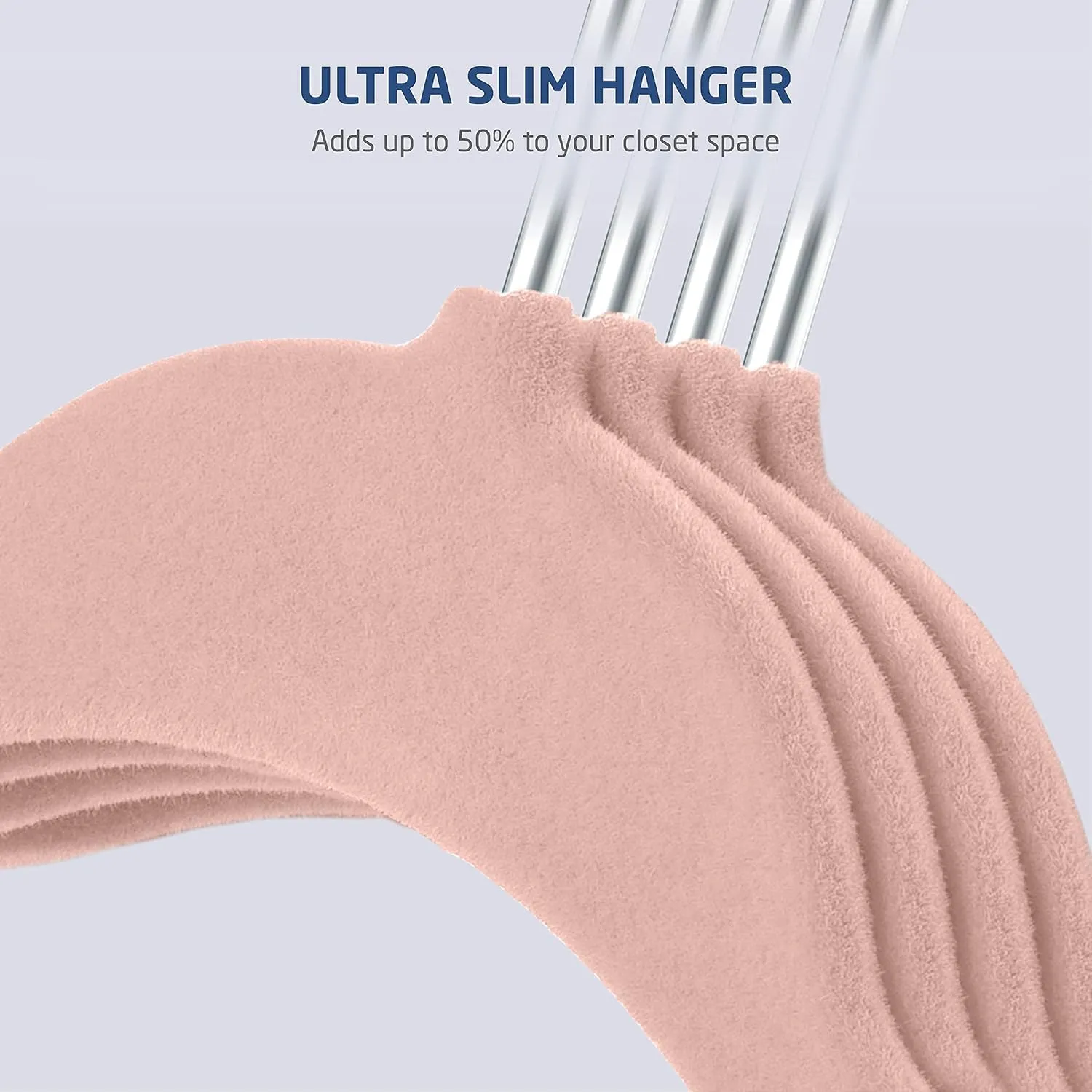 ZOBER Hangers For Baby Clothes - Chrome Swivel Hook - Non Slip Toddler Hangers for Baby and Children Clothes Space saving - Hanger for Everyday Use Set Of 10 - Blush Pink