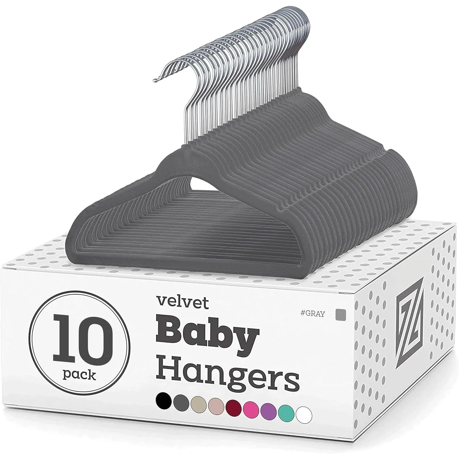 ZOBER Hangers For Baby Clothes - Chrome Swivel Hook - Non Slip Toddler Hangers for Baby and Children Clothes Space saving - Hanger for Everyday Use Set Of 10 - Blush Pink