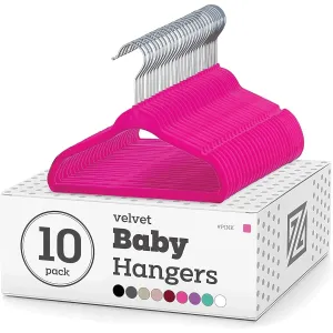 ZOBER Hangers For Baby Clothes - Chrome Swivel Hook - Non Slip Toddler Hangers for Baby and Children Clothes Space saving - Hanger for Everyday Use Set Of 10 - Blush Pink