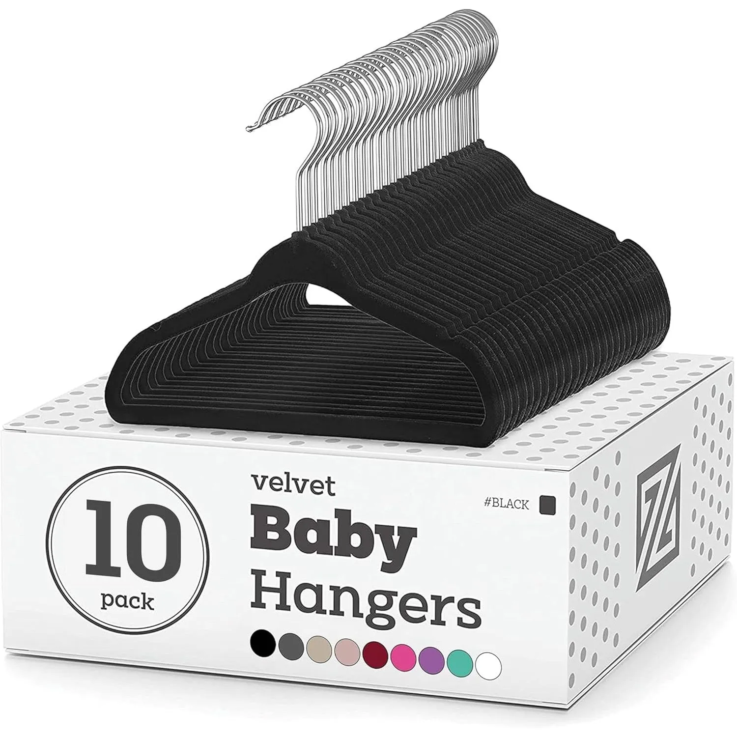ZOBER Hangers For Baby Clothes - Chrome Swivel Hook - Non Slip Toddler Hangers for Baby and Children Clothes Space saving - Hanger for Everyday Use Set Of 10 - Blush Pink