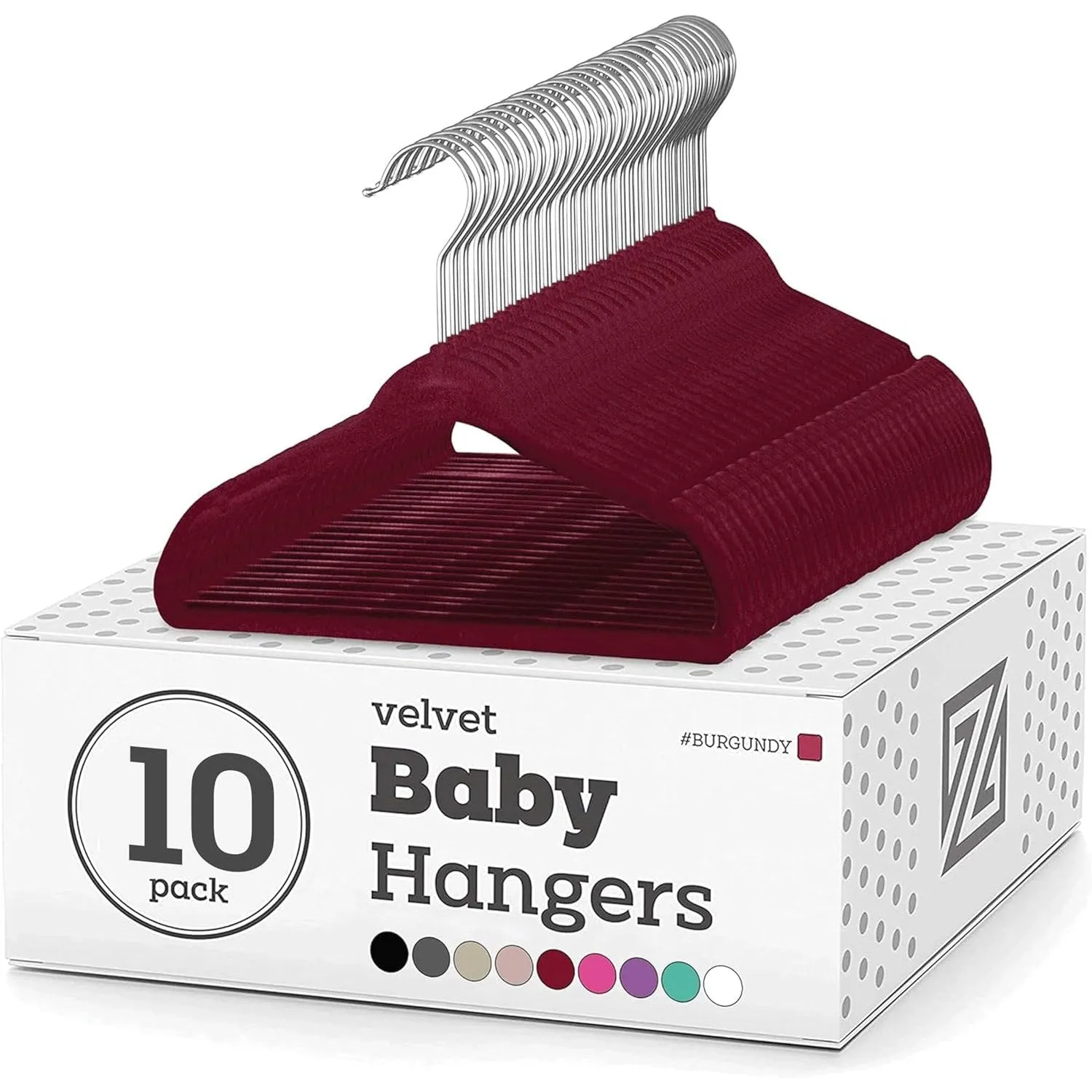 ZOBER Hangers For Baby Clothes - Chrome Swivel Hook - Non Slip Toddler Hangers for Baby and Children Clothes Space saving - Hanger for Everyday Use Set Of 10 - Blush Pink