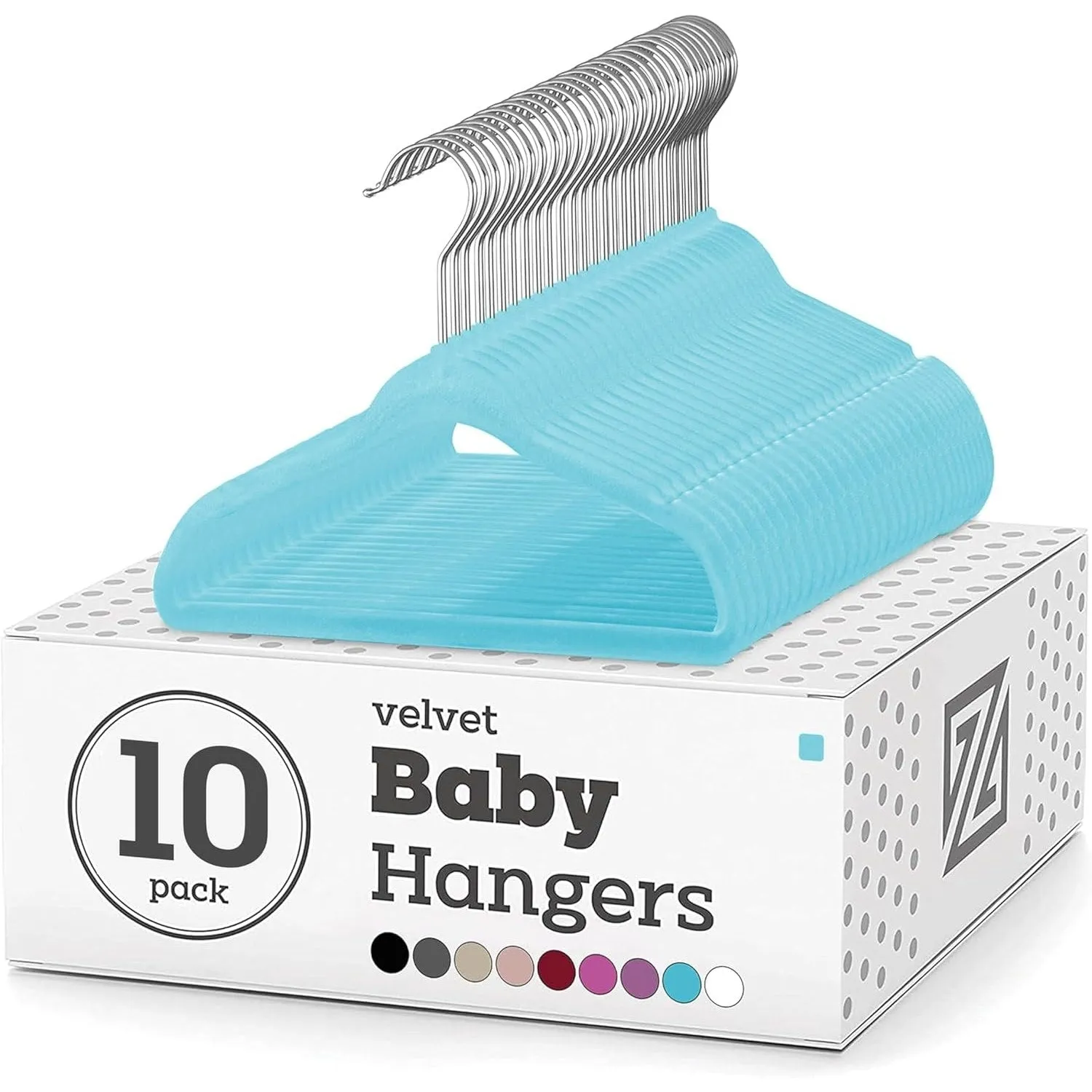 ZOBER Hangers For Baby Clothes - Chrome Swivel Hook - Non Slip Toddler Hangers for Baby and Children Clothes Space saving - Hanger for Everyday Use Set Of 10 - Blush Pink