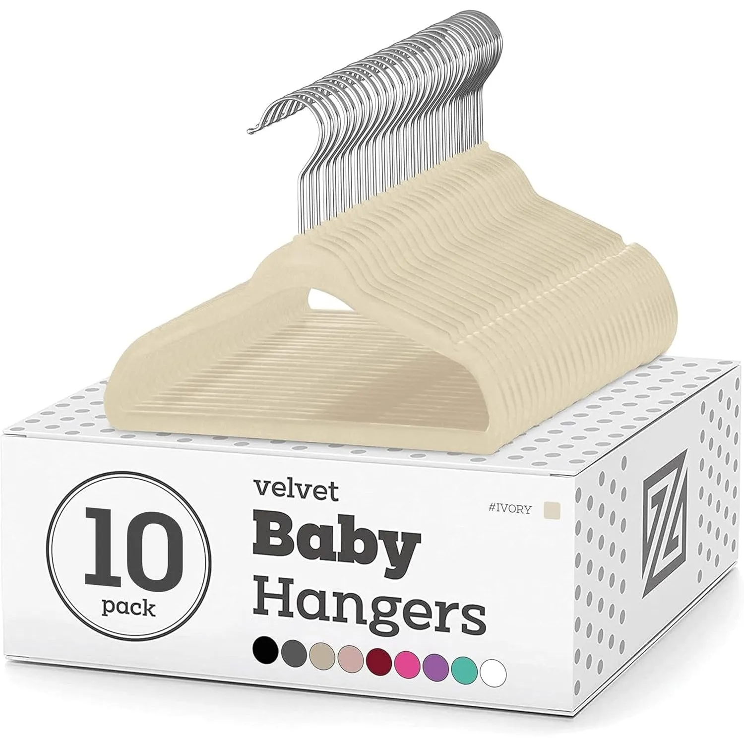 ZOBER Hangers For Baby Clothes - Chrome Swivel Hook - Non Slip Toddler Hangers for Baby and Children Clothes Space saving - Hanger for Everyday Use Set Of 10 - Blush Pink